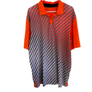 Nike Polo Shirt Men Large Orange Gray Golf Tour Performance Dri Fit Preppy